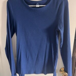 Old Navy Navy Ribbed Long Sleeve Tee